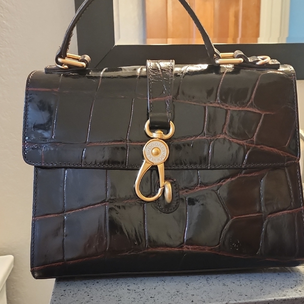 Dooney & Bourke Burgundy Satchel with Crocodile Embossed Leather